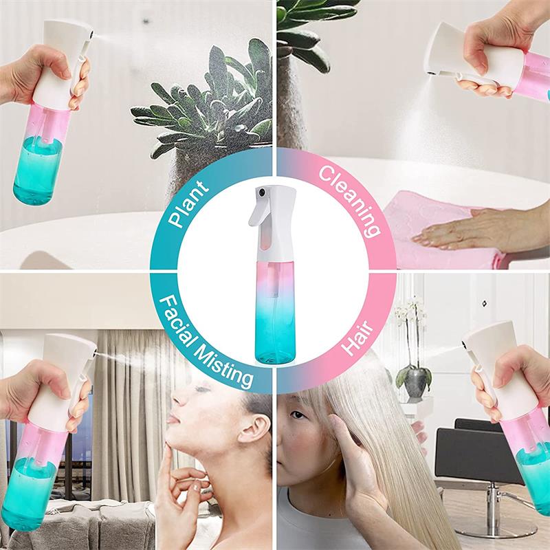 300ml Hair Spray Bottles Continuous Super Fine Water Mister Bottle Refillable Leak-proof for Hair styling Cleaning Gardener