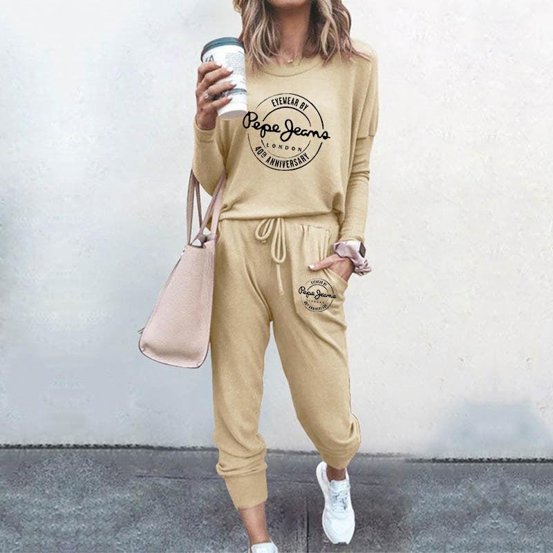 High Quality Women&#39;s Tracksuit Casual Daily Sports Home Wear Woman Shrink Sleeves Sweatshirt +Sweatpants Two-piece Suit(7colors)