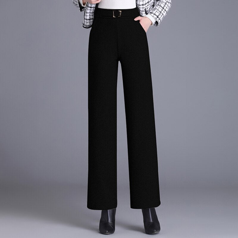 Women&#39;s Pants Wide Leg Pants Office Lady Trousers Baggy Pants 2022  Autumn Female Clothing High Waist Elegant Black Pants Women