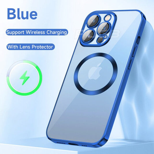 Luxury For Magsafe Magnetic Wireless Charging Case For iPhone 13 12 11 14 Pro Max Soft Silicone Transparent Shockproof Cover