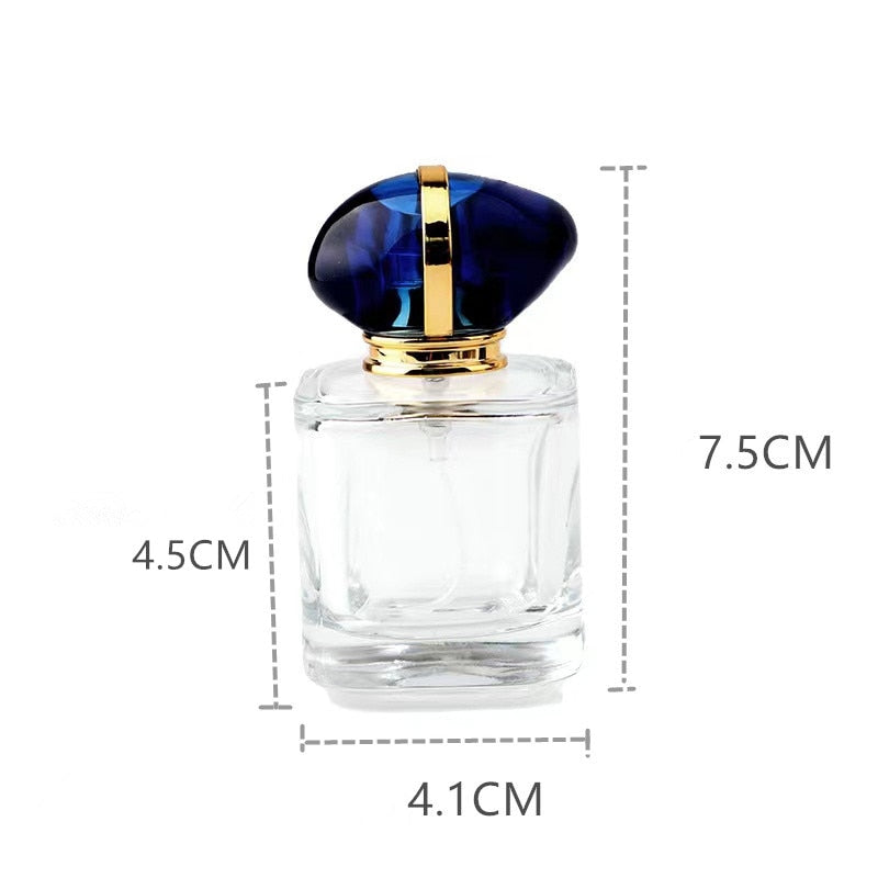 30ML Transparent Perfume Bottle Portable Spray Glass Bottle With Sapphire Cap  Cosmetic Container Travel Atomizer