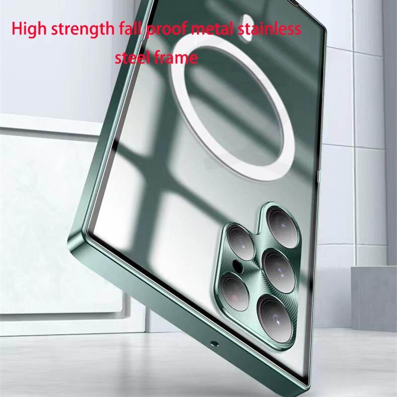 Magnetic Magsafe Case For Samsung Galaxy S23 S21 S22 Ultra NEW Metal aluminium alloy Glass frosted ultra-thin protective cover