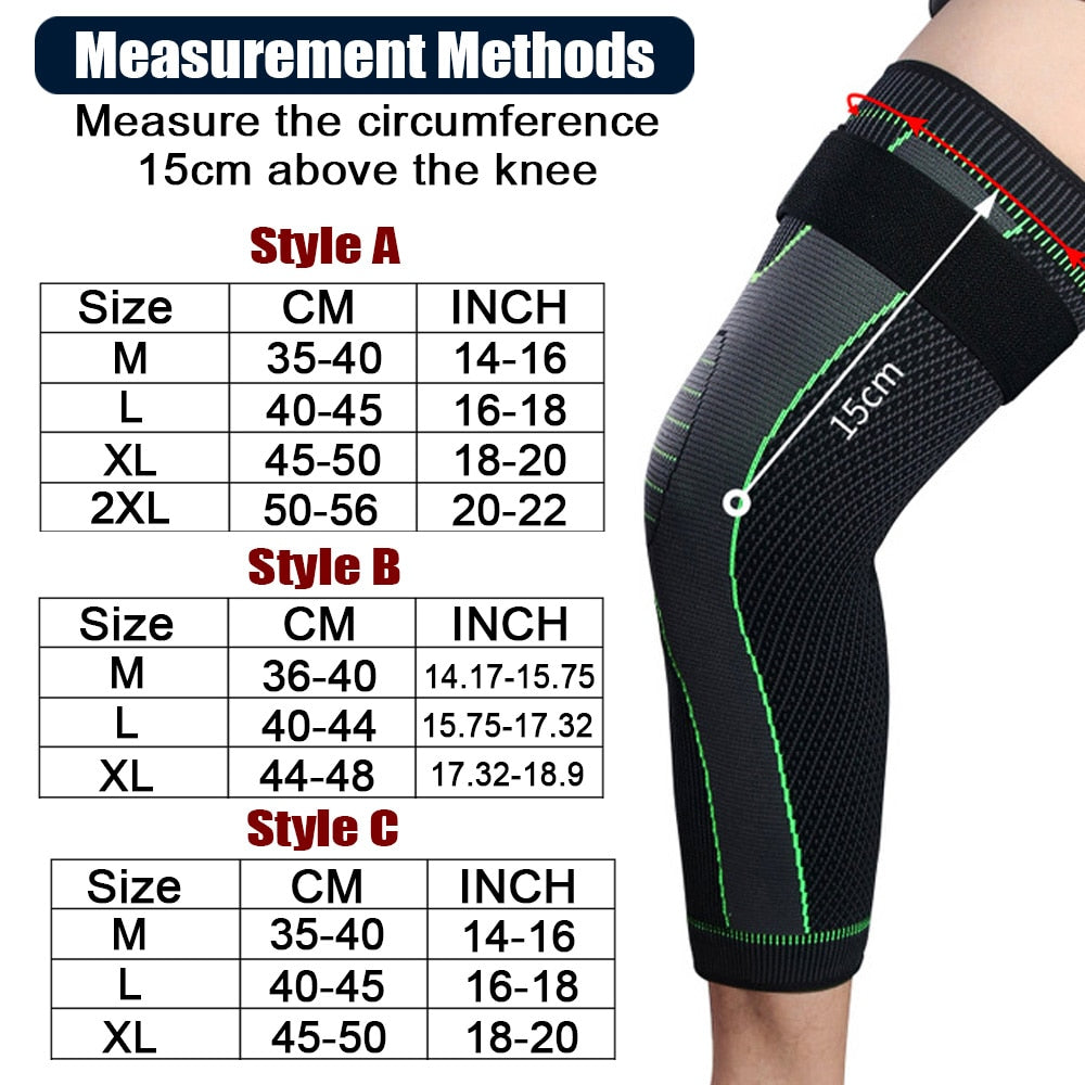 1Pair Sport Full Leg Compression Sleeves Knee Braces Support Protector for Weightlifting Arthritis Joint Pain Relief Muscle Tear