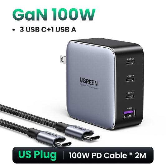 UGREEN USB Charger 100W GaN Charger for Macbook tablet Fast Charging for iPhone Xiaomi USB Type C PD Charge for iPhone 14 13 12