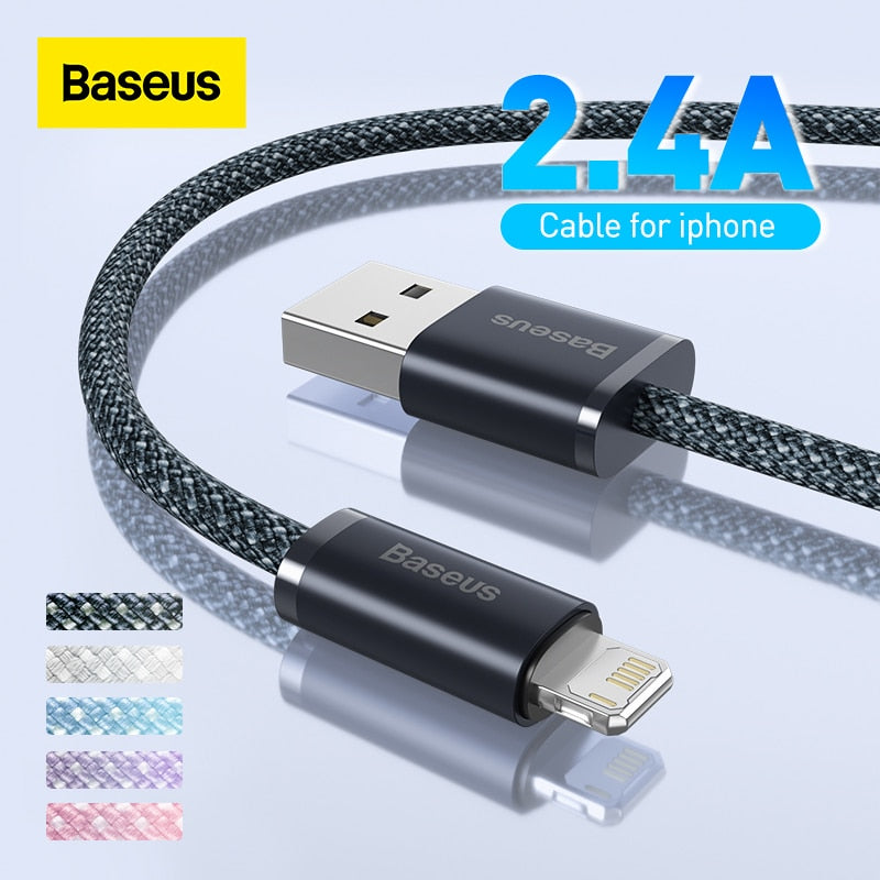 Baseus USB Cable for iPhone 14 13 Pro Max Fast Charging USB Cable for iPhone 12 mini pro max Data USB 2.4A Cable