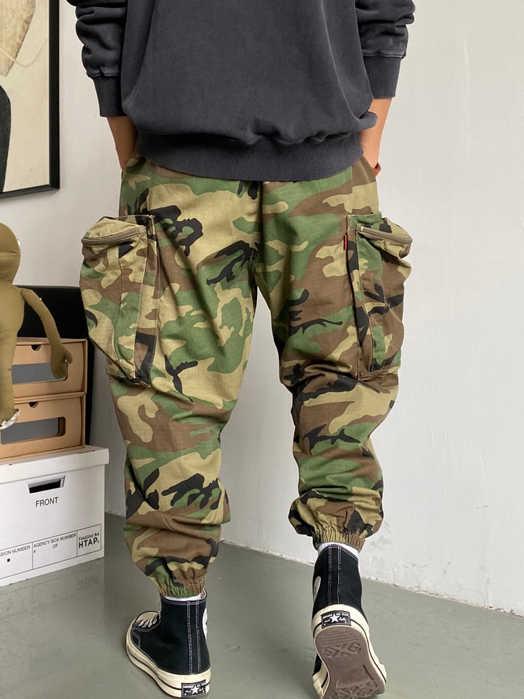 Military Style Camouflage Tactical Pants Streetwear Hip Hop Oversized Harem Jogging Pants Harajuku Casual Cargo Trousers Joggers