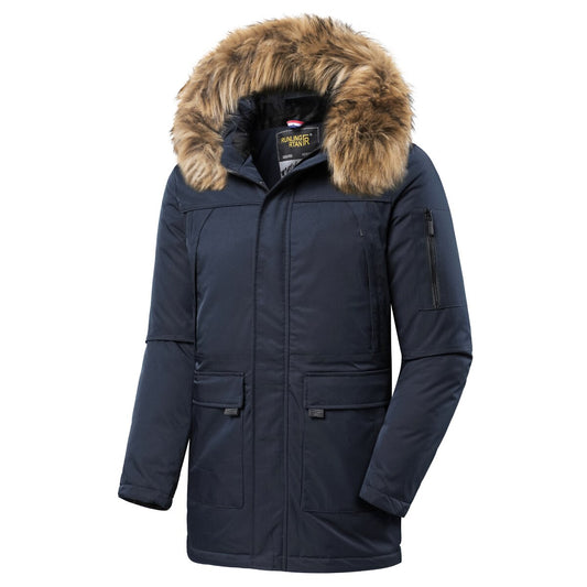 Men Winter Brand New Casual Long Thick Warm Fleece Fur Hat Parkas Jacket Coat Men Vintage Outwear Windproof Pockets Parkas Men