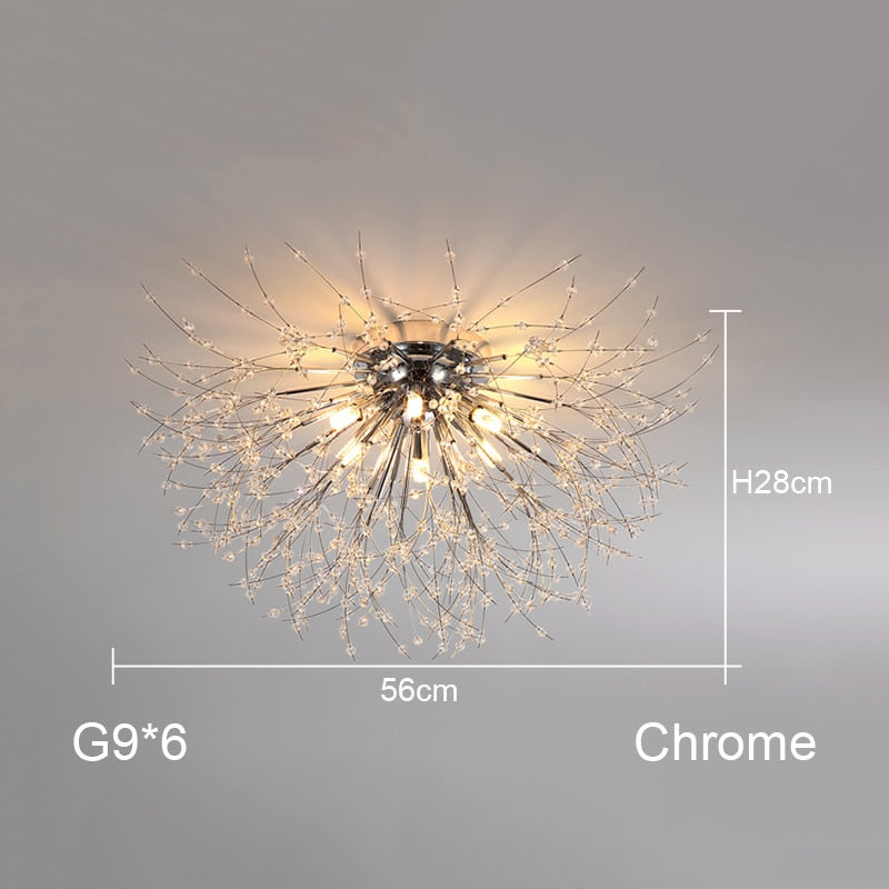 Nordic Minimalist Creative Wrought Iron Dandelion Chandelier Living Room Bedroom Dining Led Indoor Lighting Fixtures