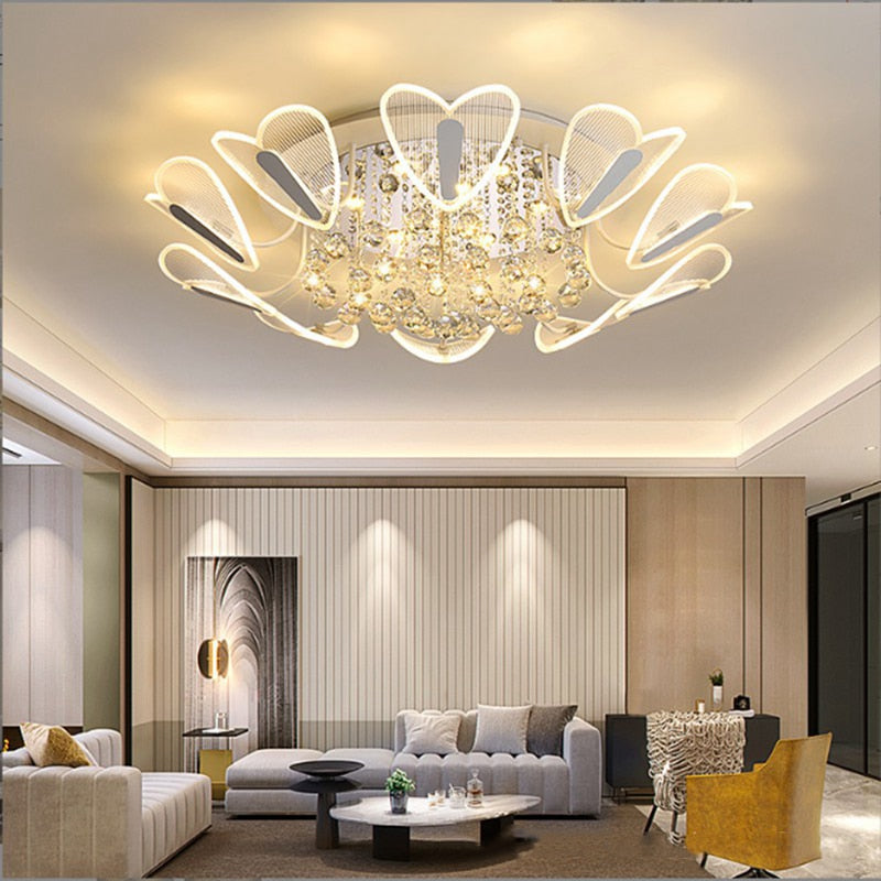 Hyundai K9 Crystal Ceiling Light Light Luxury Bedroom Dining Room Indoor Chandelier Simple Heart-Shaped Decorative