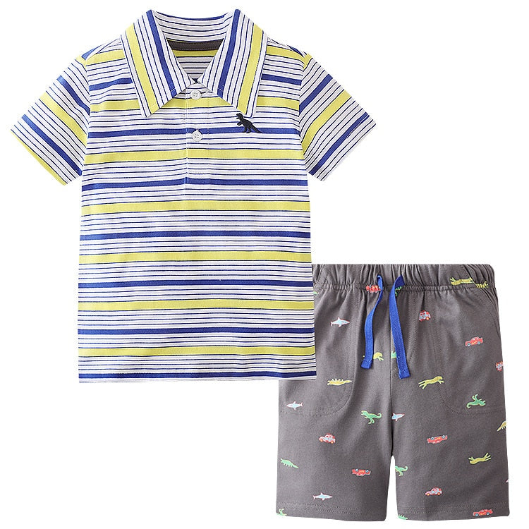 Summer 2022 New Children&#39;s Suit Boys&#39; Short Sleeve T-shirt + Shorts Two-piece Set Summer kids clothing Cotton Children&#39;s Clothes