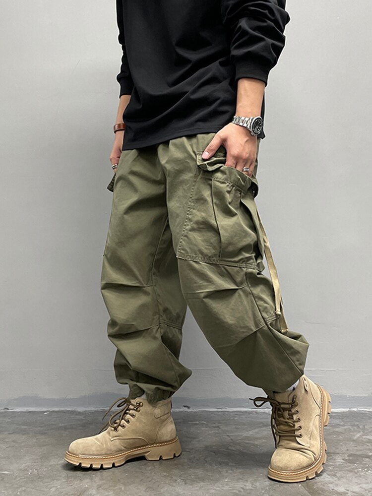 American Streetwear Big Pockets Casual Baggy Cargo Pants Men Clothing Japanese Harajuku Tactical Harem Trousers Techwear Joggers