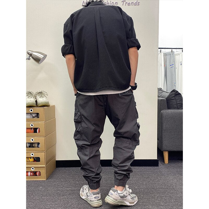 2023 Spring Summer Thin Multi-Pocket Casual Cargo Pants Harajuku Joggers Men Clothing Japanese Streetwear Hip Hop Trousers Male