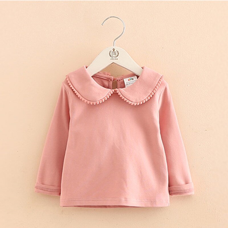 2022 Spring Autumn 2-10 Years Old Baby Children&#39;S Clothing Long Sleeve Solid Pure Color Cute Cartoon Kids Girls Basic T Shirts