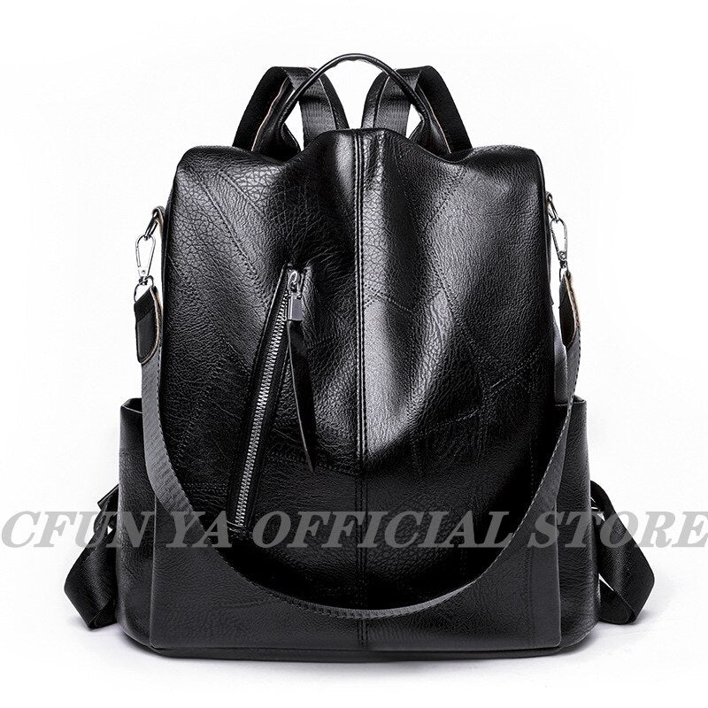 CFUN YA Fall Winter PU Backpack For Women Soft Leather Female Bags Anti-Theft Backpacks Kawaii Handbag Travel Bagpack New рюкзак