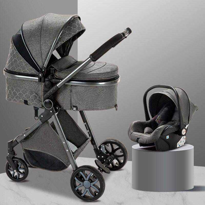 Multi-functional 3 in 1 Baby Stroller High landscape Can Sit Reclining Light Folding Two-way Eggshell design Baby Stroller