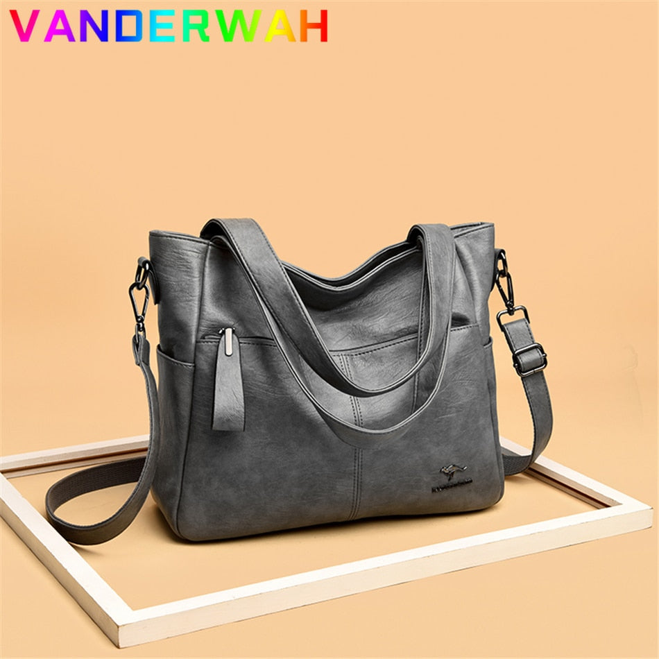 Quality Women&#39;s Leather Top Handle Bags Female Shoulder Sac Tote Shopper Bag Bolsa Feminina Luxury Designer Handbags for Woman