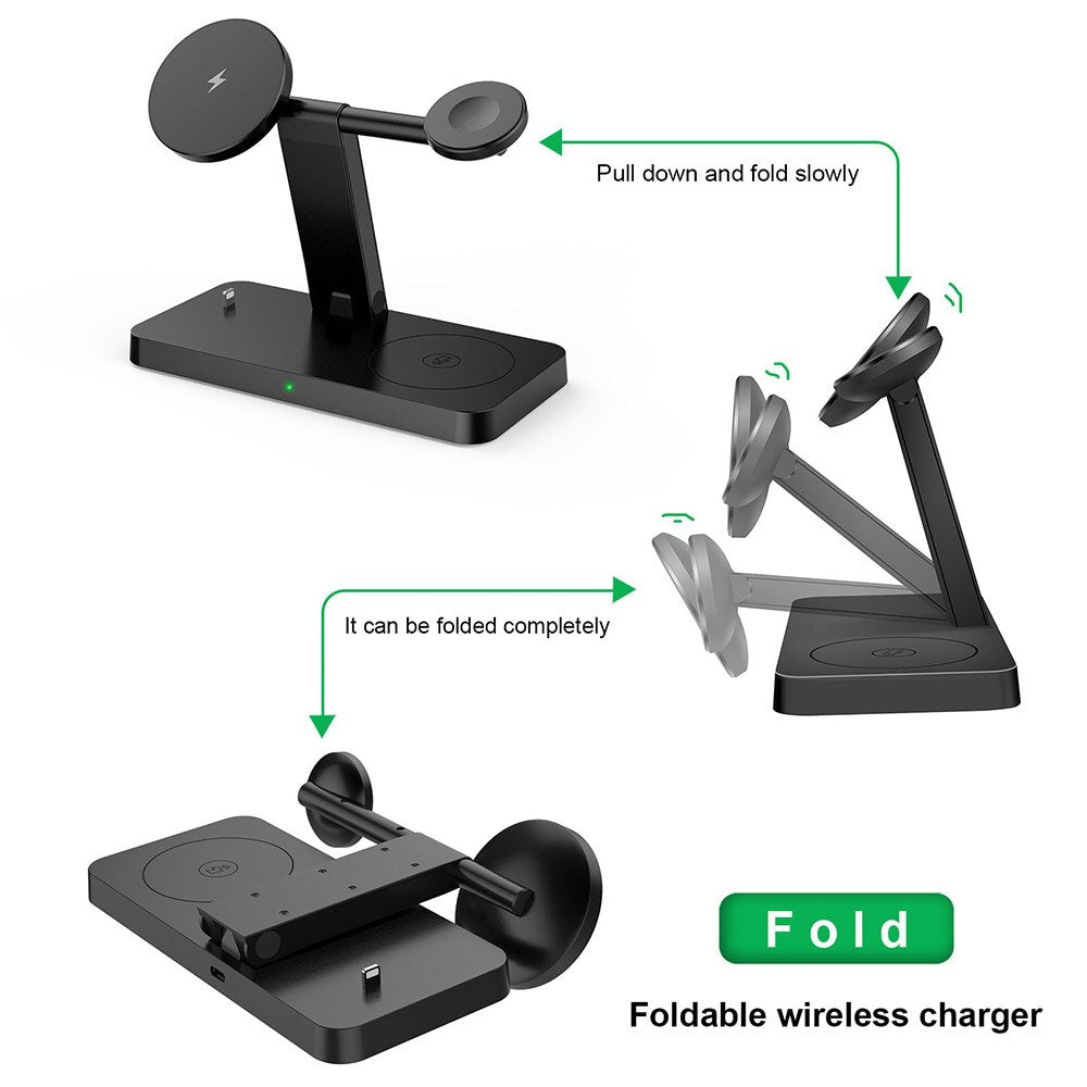 4 in 1 Magnetic Wireless Charger 37W Qi Fast Charging Stand for iPhone 14 13 12 Pro Max Mini 11 X Apple Watch 8 7 SE Airpods 3 2