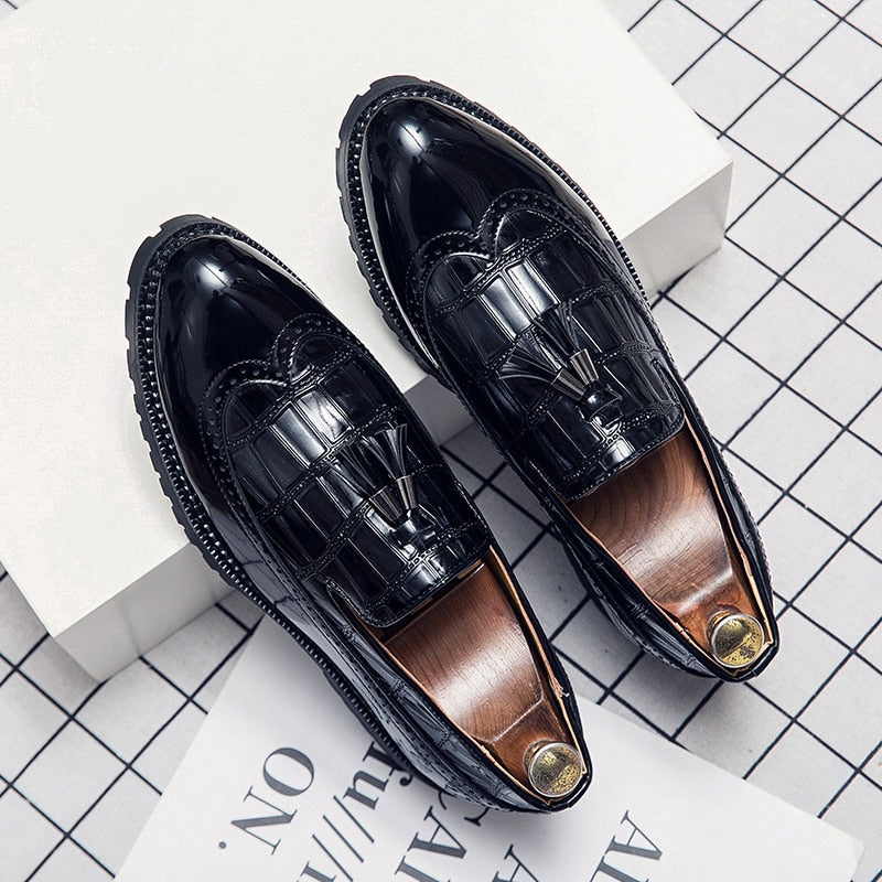New Casual Loafers Men Leather Shoes, Fashion Wedding Party Shoes, Luxury Men Designer Business Flats Shoes Plus Size 38-47