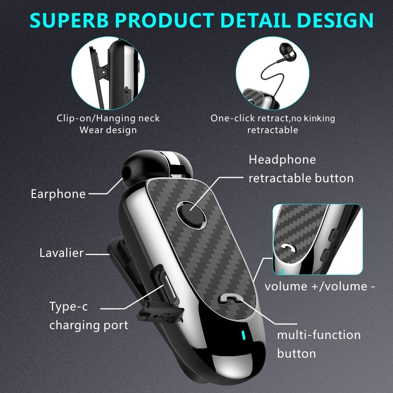 Wireless Earphone Car Earbuds Bluetooth Handsfree Headset Auriculares Calls Remind Vibrator Wear Clip Driver For Phone With Mic