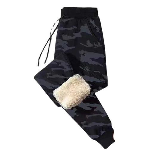 Men&#39;s Winter Pants Fleece Plush Thermal Sportswear Autumn Winter Lambswool Drawstring Casual Camouflage Outwear Joggers Pants