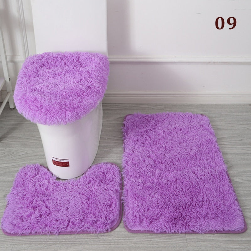 30Styles 3Pcs Plush Toilet Lid Cover Mat Set Anti Slip Anti-static Soft Bathroom Shower Carpets Wear-resistant Floor Rugs