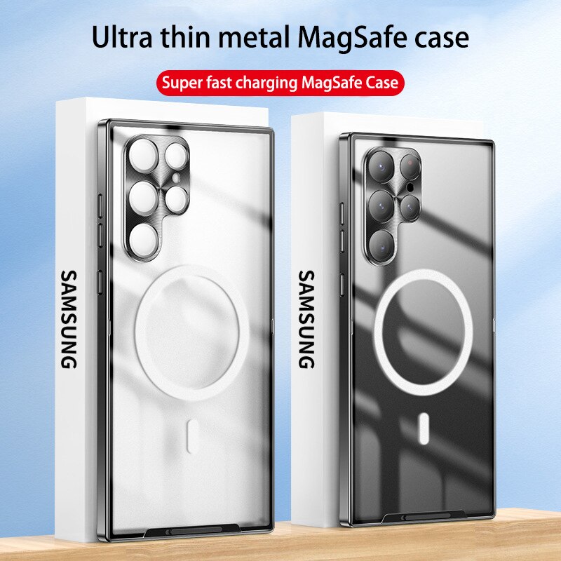 Magnetic Magsafe case For Samsung Galaxy S23 S21 S22 Ultra 5G Metal aluminium alloy protective Wireless charging ultra-thin case