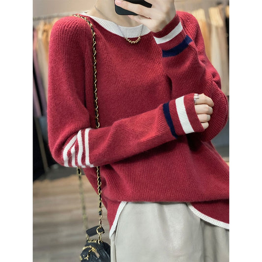 Heavyweight Thickened Wool Sweater Women Loose 2022 Autumn And Winter New Yuanbao Knitwear Round Neck Top Free Of Freight