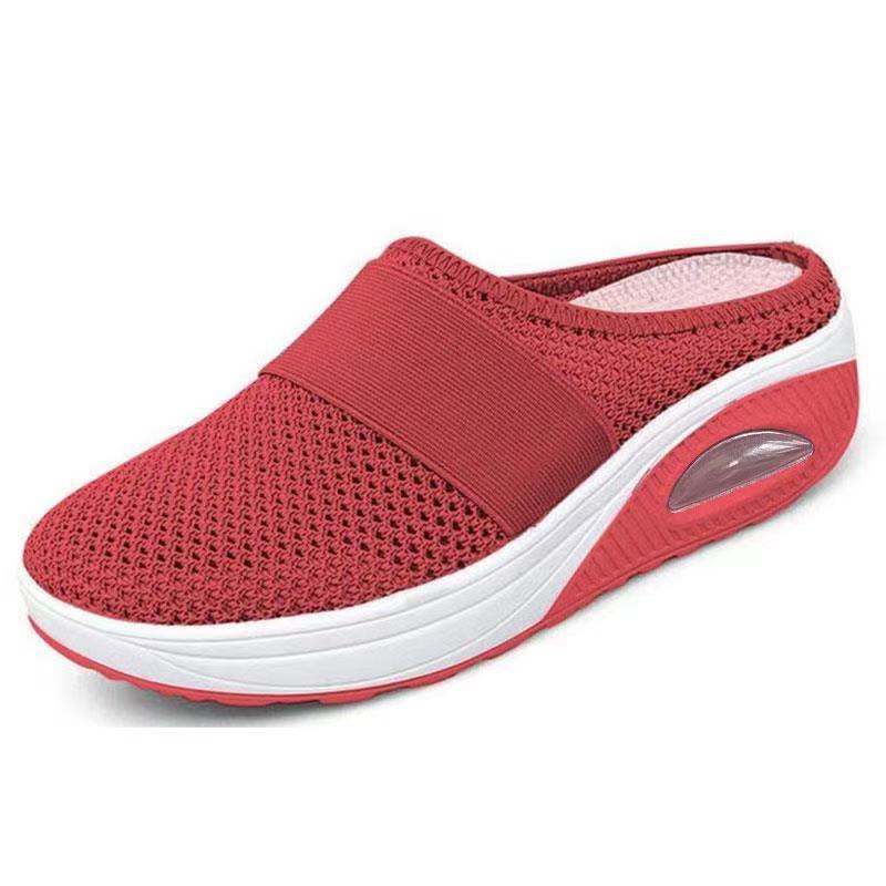 Womens Breathable Walking Slippers Lightweight Air Cushion Slip on Summer Sandals Women Flats Mesh Shoes Female Slides