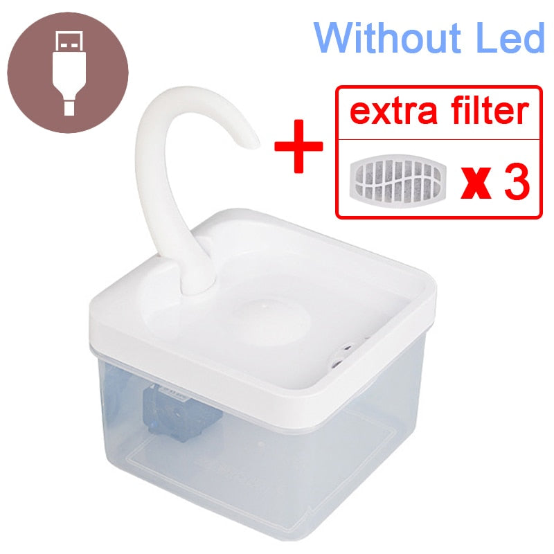 2L Cat Water Fountain LED Blue Light USB Powered Automatic Water Dispenser Cat Feeder Drink Filter For Cats Drinking Fountain