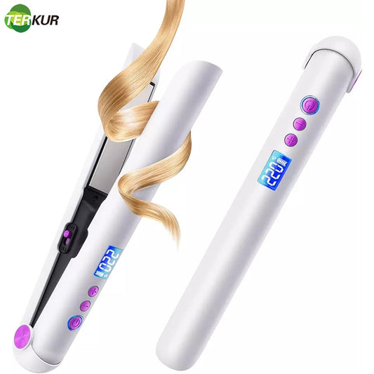 Flat Iron 2 IN 1 3D Floating Plate Roller 5000mah Wireless Hair Straightener Portable Cordless Curler Fast Heating Dry Wet Uses