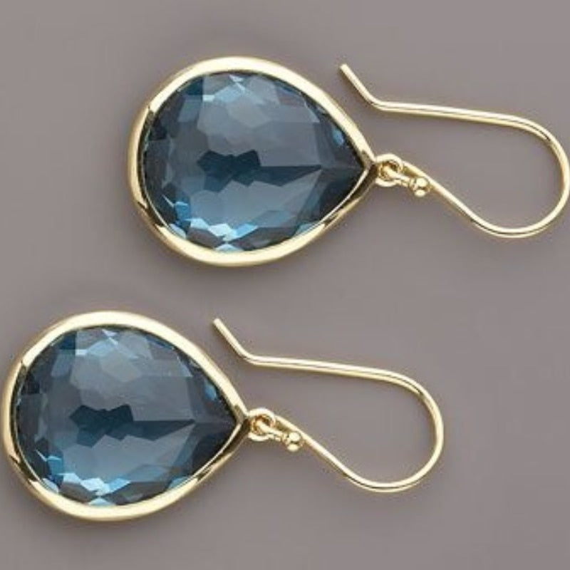 Luxury Cubic Zirconia Aquamarine Gold Color Love Stud Earrings for Women Bride Band Wedding Jewelry