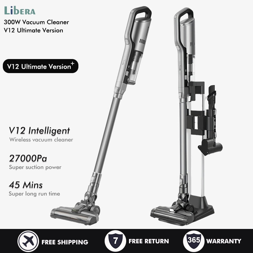 V12 Wireless Handheld Vacuum Cleaner 300W 27kPa Powerful Vertical Multi-function Cordless Handheld Sweeper Mopping Machine