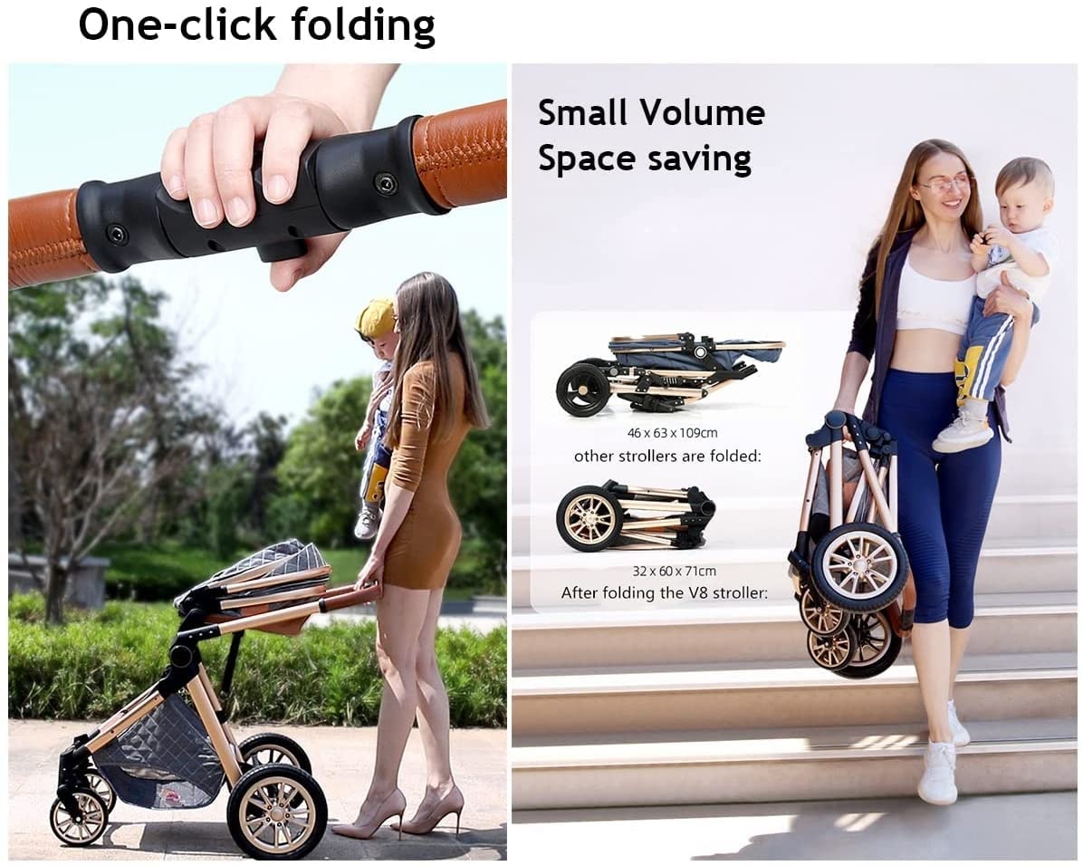 New Baby Stroller 3 in 1 High Landscape Stroller Reclining Baby Carriage Foldable Stroller Baby Bassinet Puchair Newborn