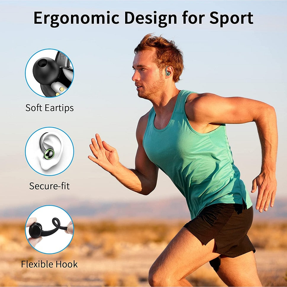 Bluetooth Earphone Outdoor Sports Wireless Headset 5.3 With Charging Bin Power Display Touch Control Headphone Stereo Earbuds