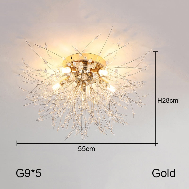 Nordic Minimalist Creative Wrought Iron Dandelion Chandelier Living Room Bedroom Dining Led Indoor Lighting Fixtures