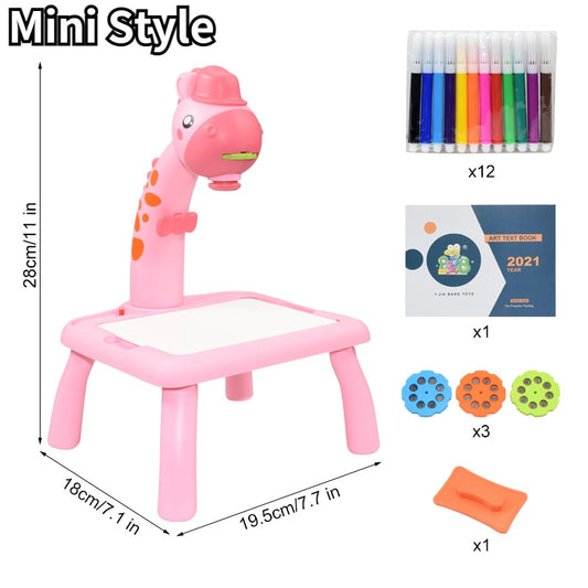Children Mini Led Art Drawing Table Toy Set Projector Painting for Kid Small Drawing Board Desk Educational Toys Gifts