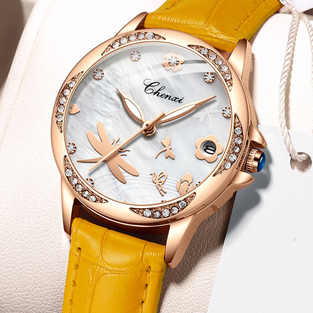 CHENXI Top Brand Women&#39;s Watches Classic Analog Quartz Ladies Bracelet Wristwatch Casual Leather Women Waterproof Watch