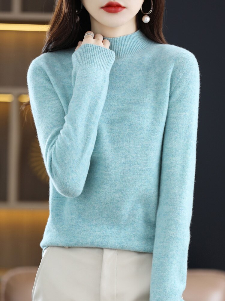 Winter 2023 Top Women Line Ready-to-wear Half Turtleneck Free Shipping South Korean Fashion Pullover Winter Lady