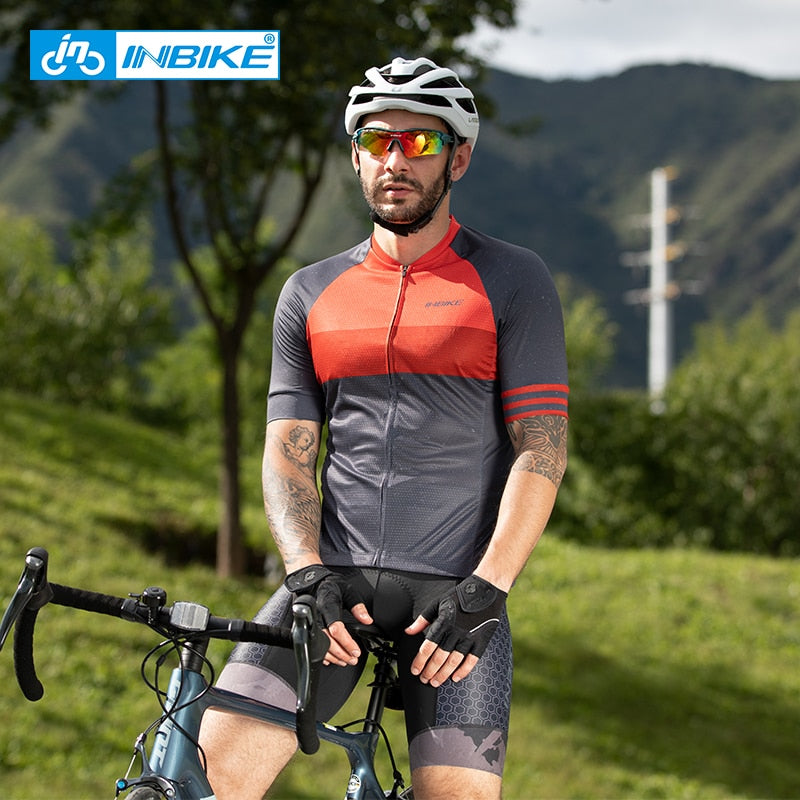 INBIKE Men Cycling Jersey Breathable MTB Bike Shirt Downhill Jersey Summer Pro Mountain Road Bicycle Short Sleeve Clothing JS008