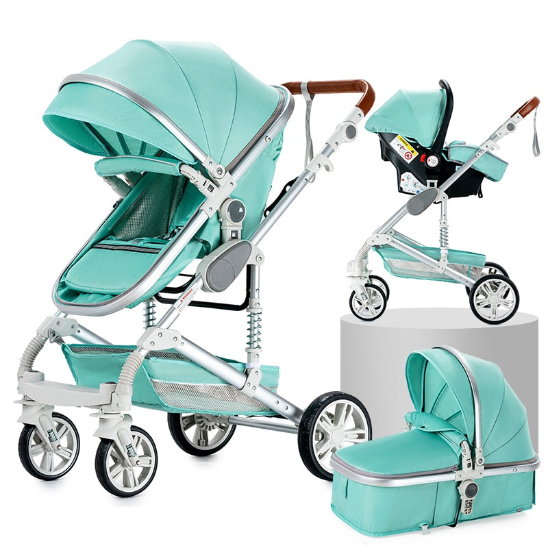 Baby Stroller 3 in 1 Portable Travel Baby Carriage Folding Prams Aluminum Frame High Landscape Car for Newborn Baby