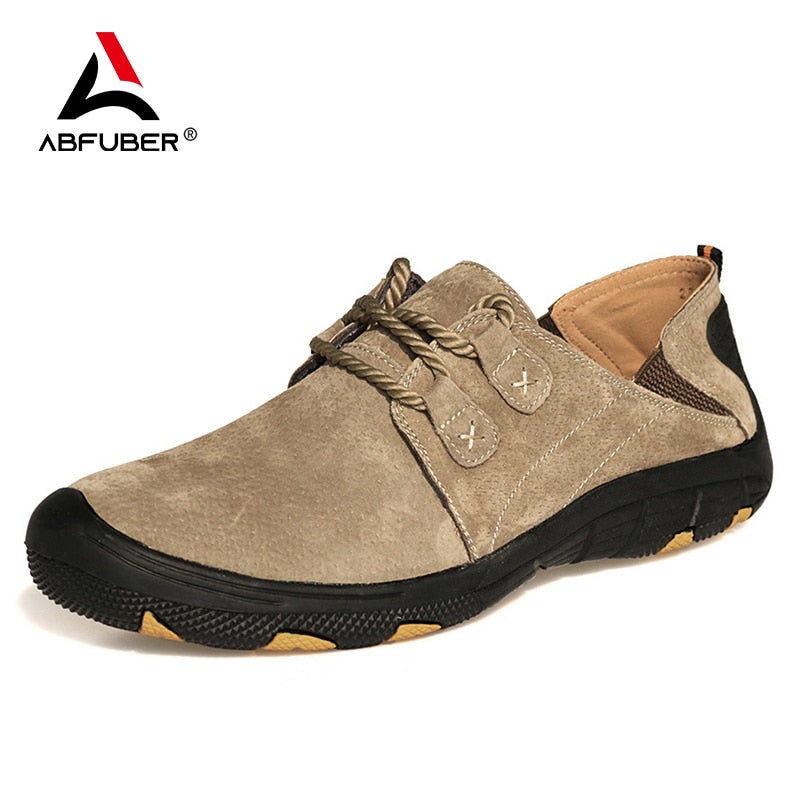 Comfortable Men Sneakers Leather Casual Men Shoes Outdoor Wear-Resistant Suede Leather Walking Shoes Man Breathable Work Shoes