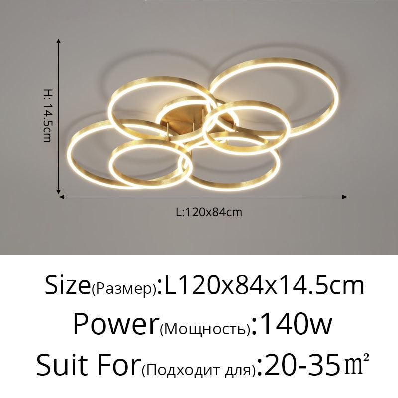 New Modern LED Chandelier Lighting For Living Study Bedroom Lamps Indoor Lighting Round Rings Foyer Lustre Chandeliers Luminaire