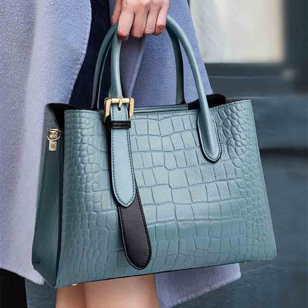 MS Fashion Designer Bag Women&#39;s Crocodile Pattern Luxury Genuine Leather Capacity Female Casual Travel Tote Handbags  2022 New