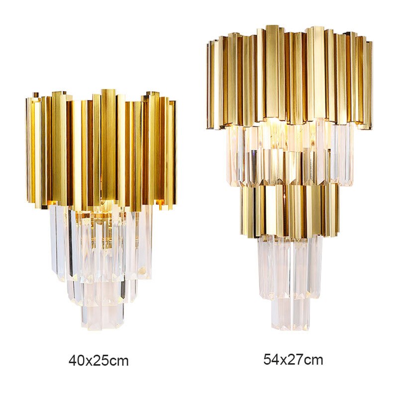 Modern Gold Luxury Crystal Wall Lamp Led Light E14 Bulbs For Bedroom Living Room Study Home Lighting Fixtures