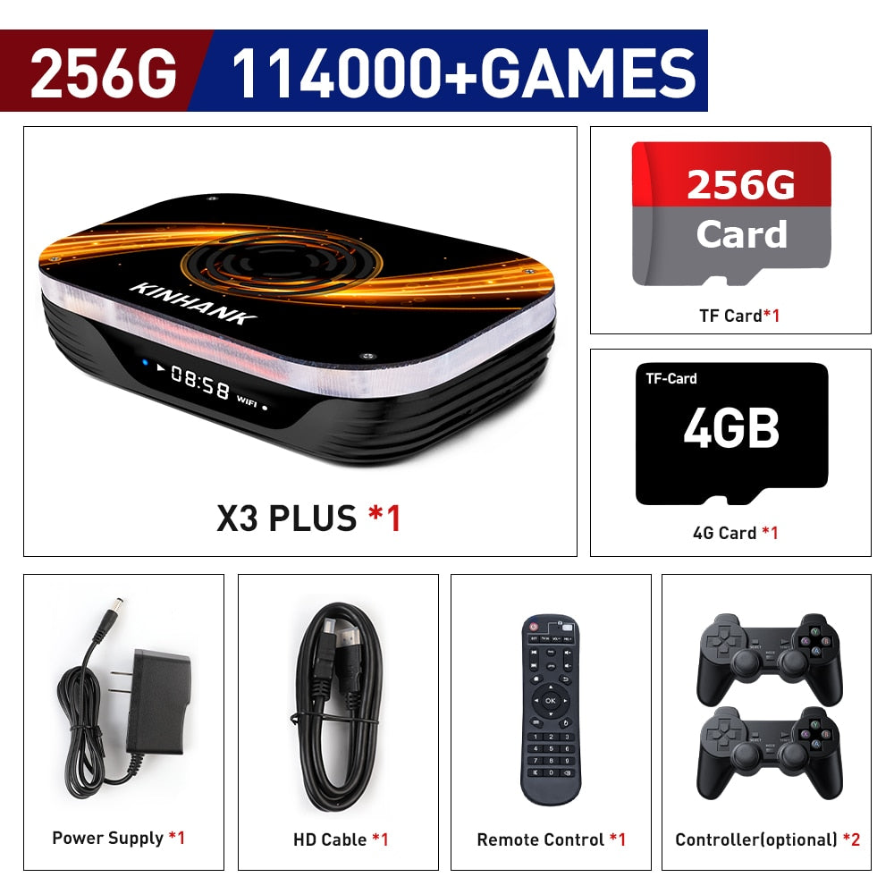 Retro Gaming Console With 114000+ Games Video Game Player Super Console X3 Plus With Two Joystick Arcade Game Box For PSP/PS1/DC