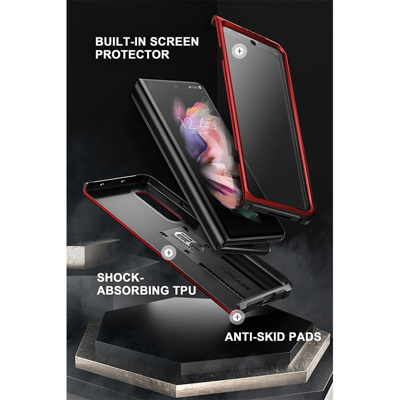 For Samsung Galaxy Z Fold 3 Case 5G (2021) SUPCASE UB Rugged Belt Clip Shockproof Protective Case with Built-in Screen Protector