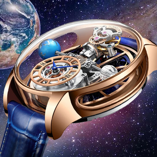 PINDU Watches Men New Design Of The Celestial Body Series &quot;sky&quot; Watch Transparent Shell Waterproof Leather Watch Herren Uhr Hot