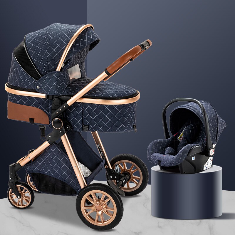 Multi-functional 3 in 1 Baby Stroller High landscape Can Sit Reclining Light Folding Two-way Eggshell design Baby Stroller