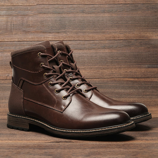 Dark Brown Men boots Spring British Style Leather Boots Retro Men Ankle Boots