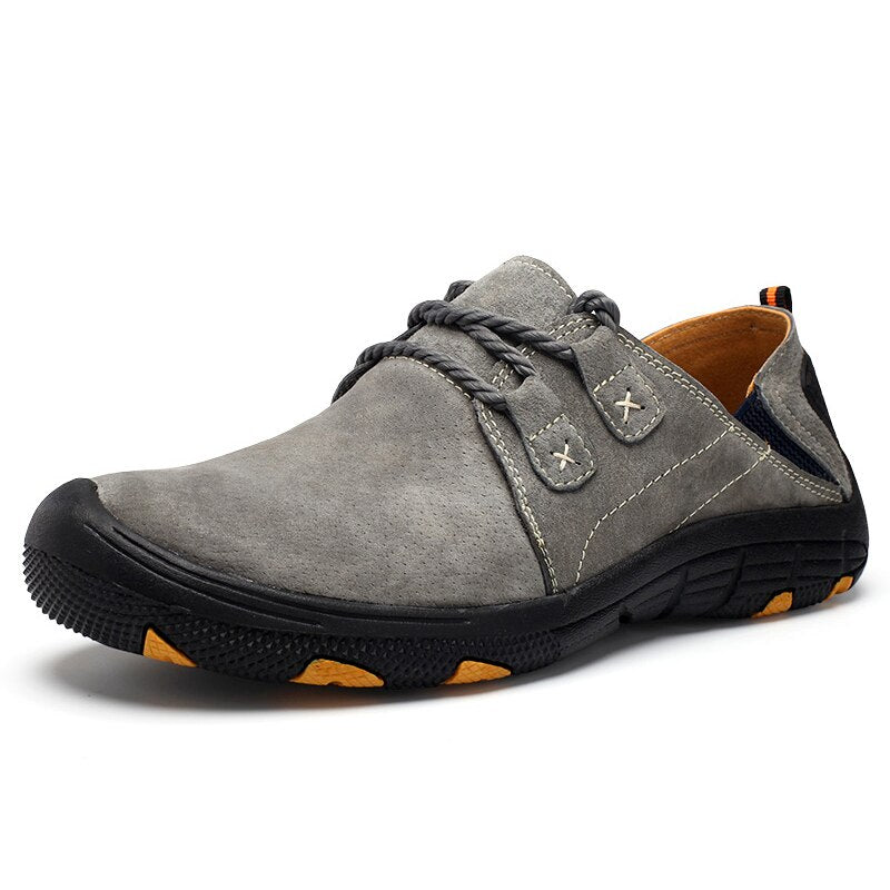 Comfortable Men Sneakers Leather Casual Men Shoes Outdoor Wear-Resistant Suede Leather Walking Shoes Man Breathable Work Shoes